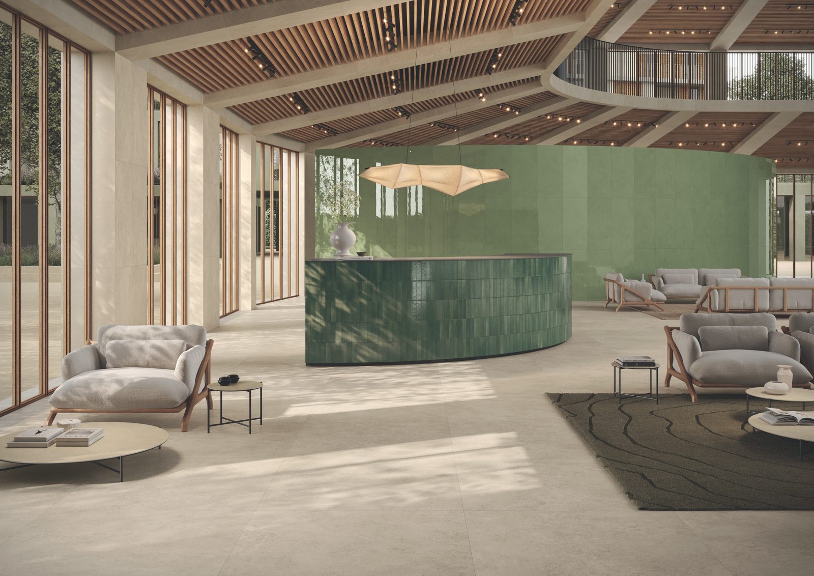 Lobby met een vloer van Atlas Concorde Boost Hux in de kleur Shell