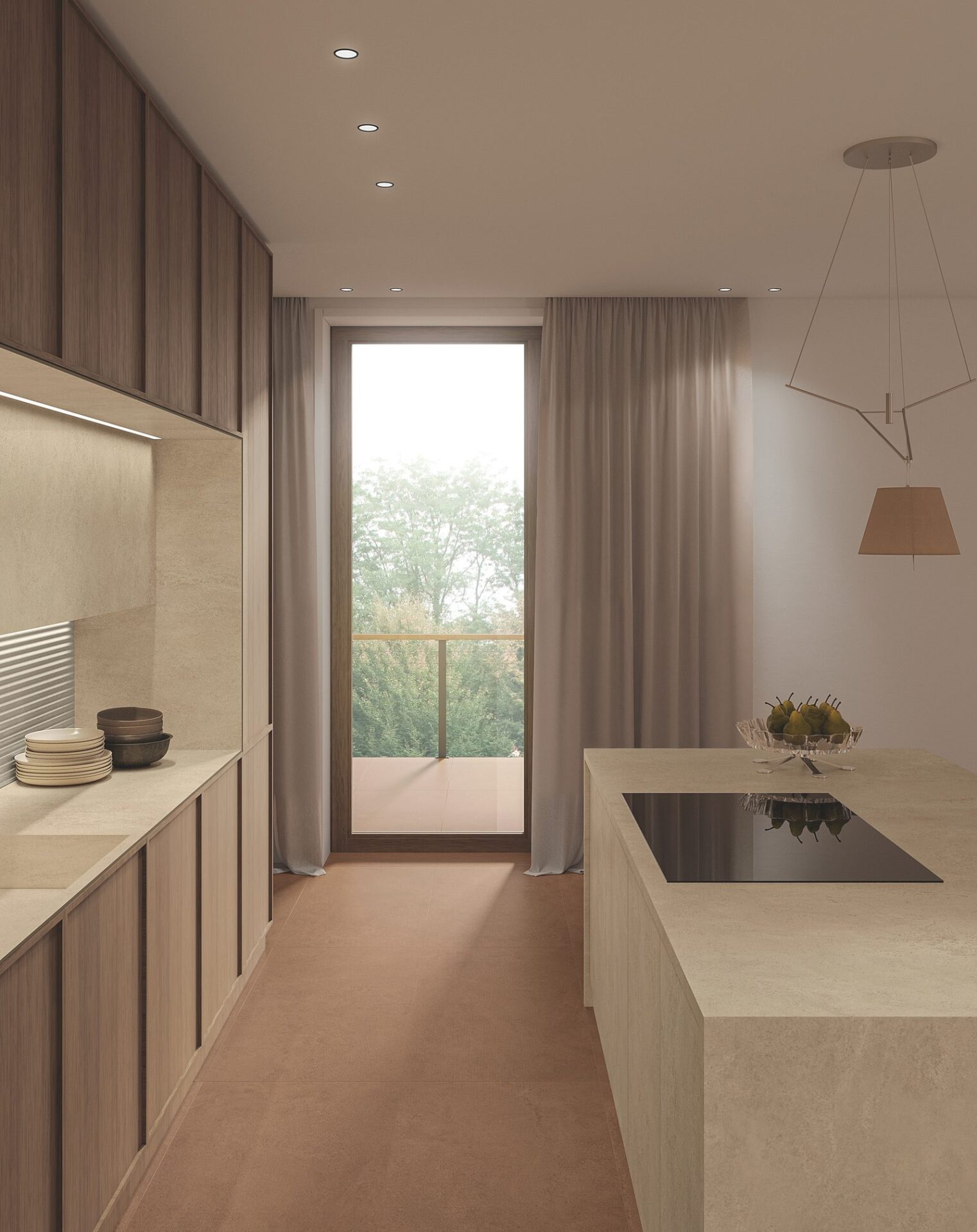 Keuken met Atlas Concorde Boost Hux betonlook in Ember Aged en Dune
